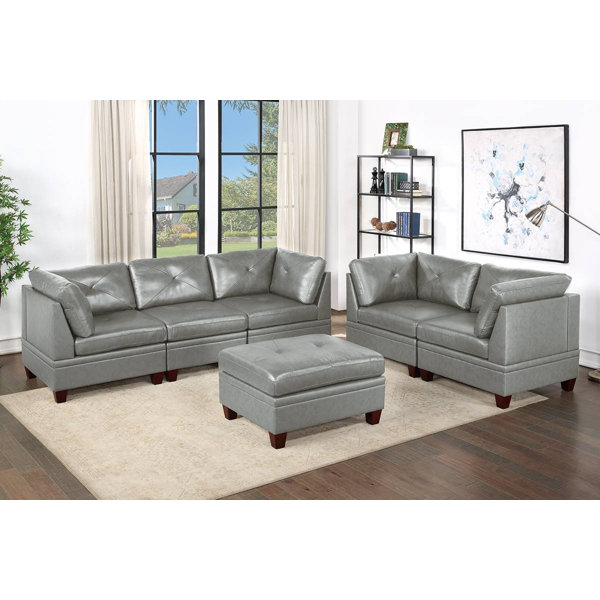 F&L Homes Studio Callayyi 6 Piece Genuine Leather Living Room Set Wayfair